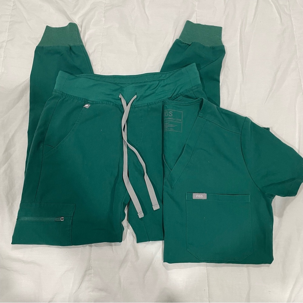 Figs Set, Zamora Joggers and Catarina Top, XXS Hunter Green